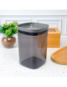 Pote Hermetico Porta Mantimentos Cafe Cinza Translucido 1L 2