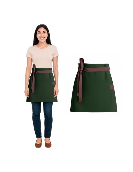 Avental de Cintura Verde Escuro Marrom Cafeteria Bar Unissex