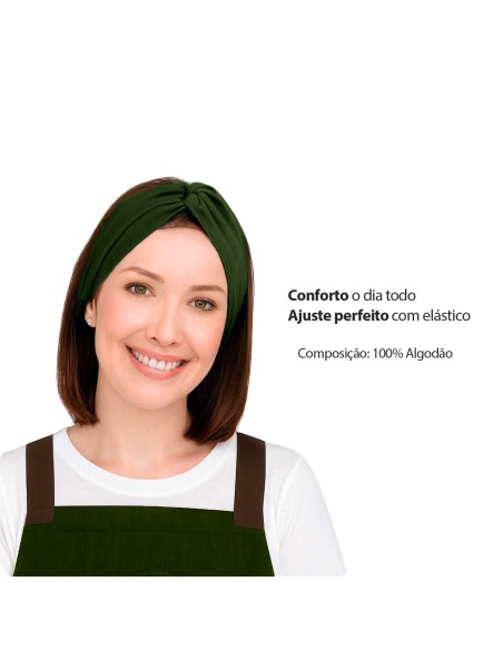 Faixa de Cabelo Turbante Bandana Verde Escuro Chef Cozinha Bistro Bar