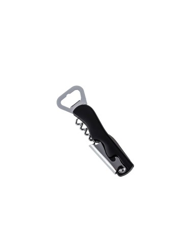 Abridor de Garrafas e Saca Rolha Preto Canivete Aço Inox
