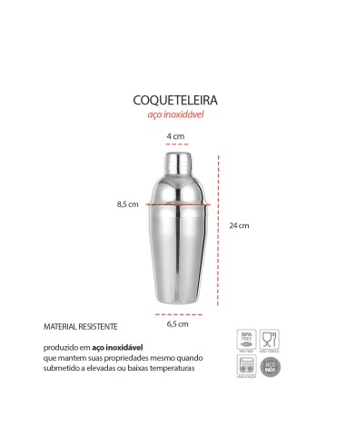 Coqueteleira Coador Drinks Coqueteis Bar Aço...