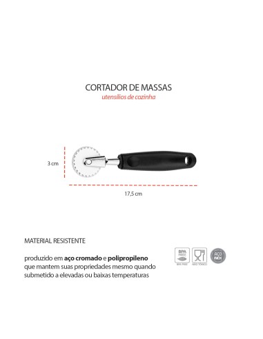 Cortador de Massas Carretilha Corta e Fecha...