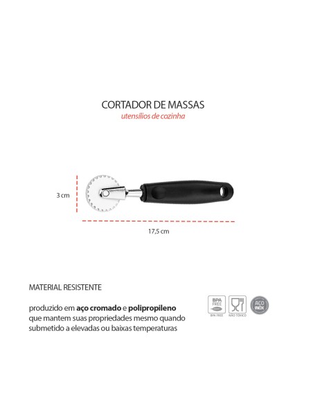 Cortador de Massas Carretilha Corta e Fecha para Pastel