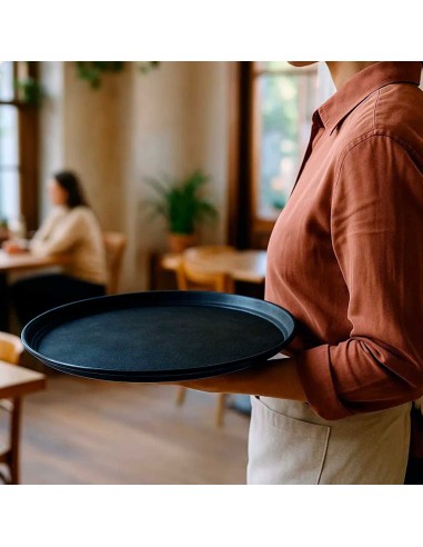 Bandeja Redonda Antiderrapante Servir Bar...