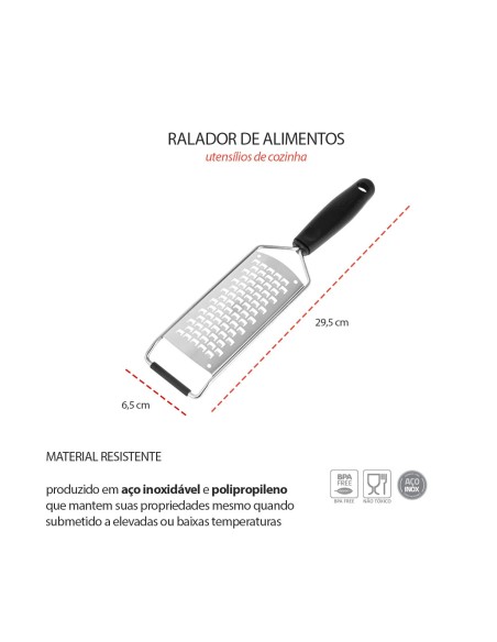 Ralador Inox Zester Especiaria Queijo Verduras Citrico 3un