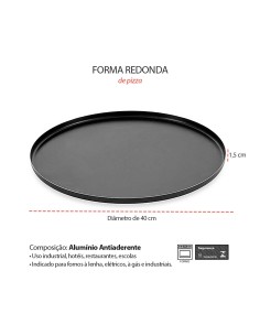 Forma de Pizza Grande Antiaderente 40cm Assadeira Redonda 2