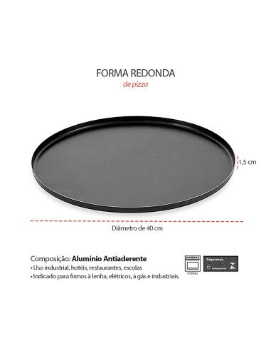 Forma de Pizza Antiaderente 40cm Assadeira...