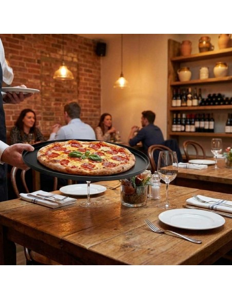 Forma de Pizza Antiaderente 40cm Assadeira Redonda Preto