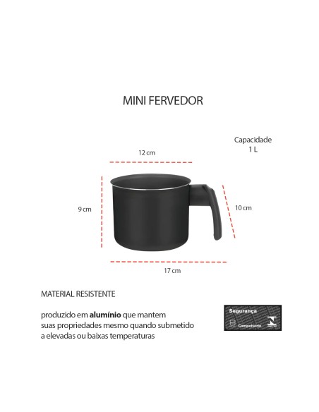 Leiteira Fervedor 1L Canecao Pequeno Antiaderente 12cm