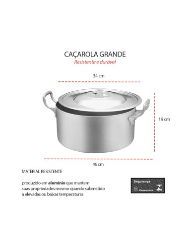 Panela Caçarola Grande Aluminio Industrial...