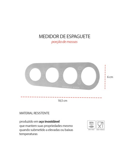 Medidor para Massas Espaguete Macarrao Aço Inox