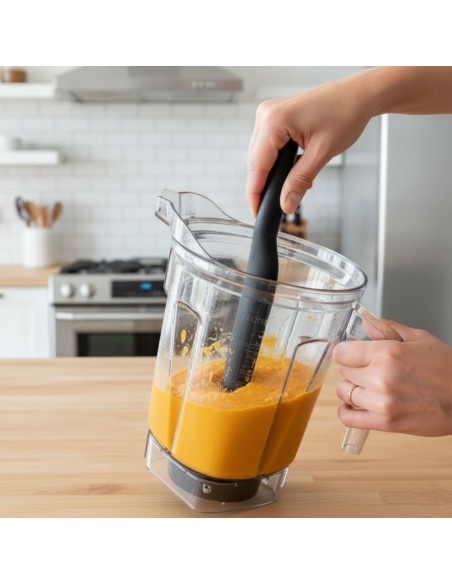 Espatula Silicone Longa Rigida Confeitaria Liquidificador Preto 32cm