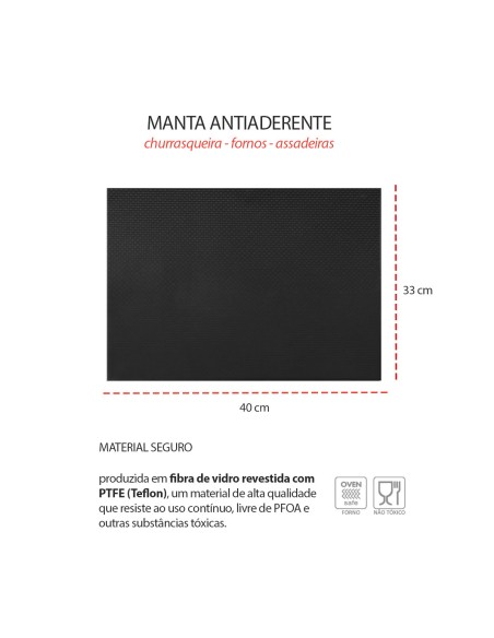 Manta Antiaderente Churrasqueira Grill Forno Assadeira 40cm