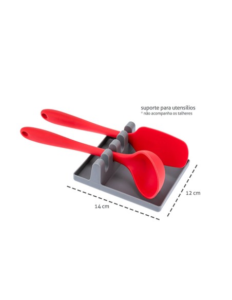 Descanso de Talheres Apoio Colher Utensilios Cinza
