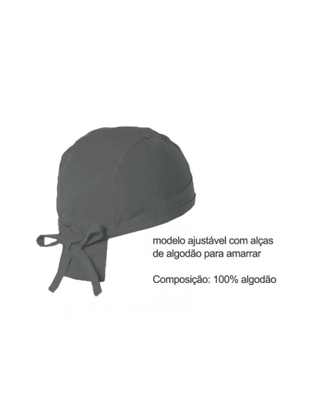 Bandana Cinza Chef de Cozinha Touca Unissex Ajustavel