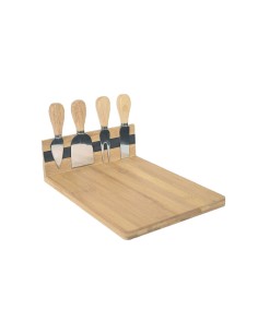 Tabua e Facas para Queijos Frios Bambu Organico Natural 5un