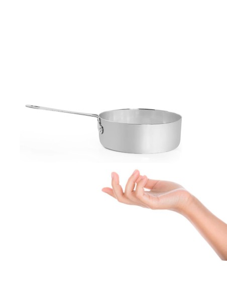 Panela Mini Cabo Aço Inox Entrada Molho Couvert Buffet 380ml