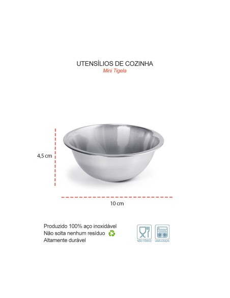 Tigela Bowl Mini Inox Sobremesa Sufle Molho Ramekin 190ml