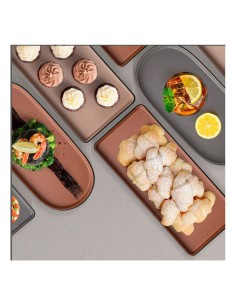 Bandeja Prato Oval Sushi Petisqueira Preto Melamina 26cm 2