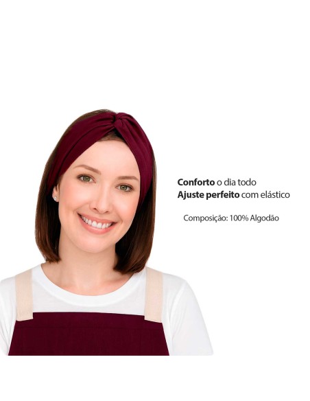 Faixa de Cabelo Turbante Bandana Vinho Chef Cozinha