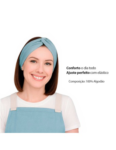 Faixa de Cabelo Turbante Bandana Azul Claro...