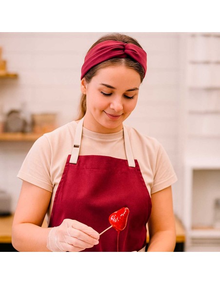 Faixa de Cabelo Turbante Bandana Vermelha Chef Cozinha Restaurante