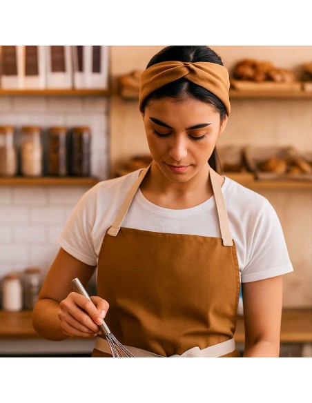 Faixa de Cabelo Turbante Bandana Caramelo Mostarda Chef Cozinha
