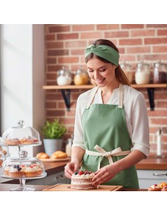 Faixa de Cabelo Turbante Bandana Verde Cozinha Bar... 2