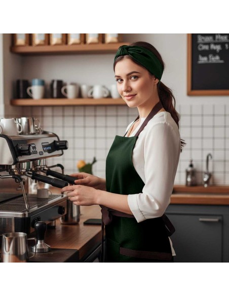 Faixa de Cabelo Turbante Bandana Verde Escuro Chef Cozinha Bistro Bar