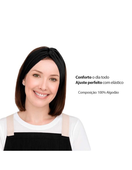 Faixa de Cabelo Turbante Bandana Preto Chef Cozinha Restaurante