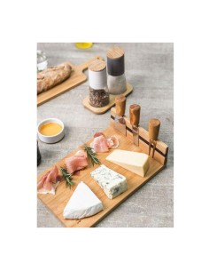 Tabua e Facas para Queijos Frios Bambu Organico Natural 5un 2