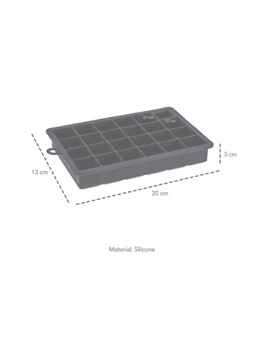 Forma de Gelo Silicone Preto Retangular 24 Cubos