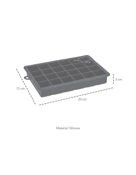 Forma de Gelo Silicone Preto Retangular 24 Cubos