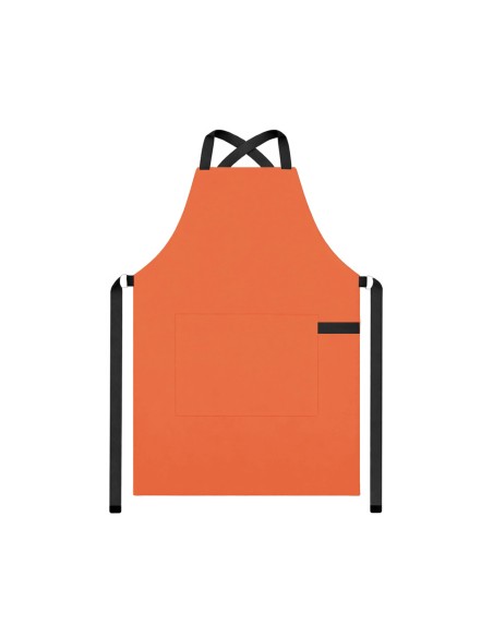 Avental Laranja Alça Cruzada Preto Sorveteria Jardinagem