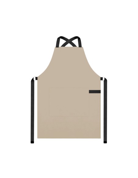 Avental Bege Alça Cruzada Preto Restaurante Cafeteria Bar