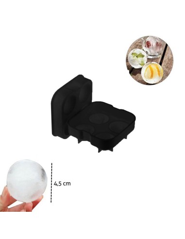 Forma de Gelo Redonda Silicone Preto Tampa...