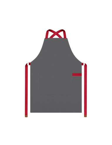 Avental Cinza Alça Cruzada Vermelha Restaurante...