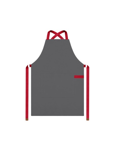 Avental Cinza Alça Cruzada Vermelha Restaurante Bar Artesanato