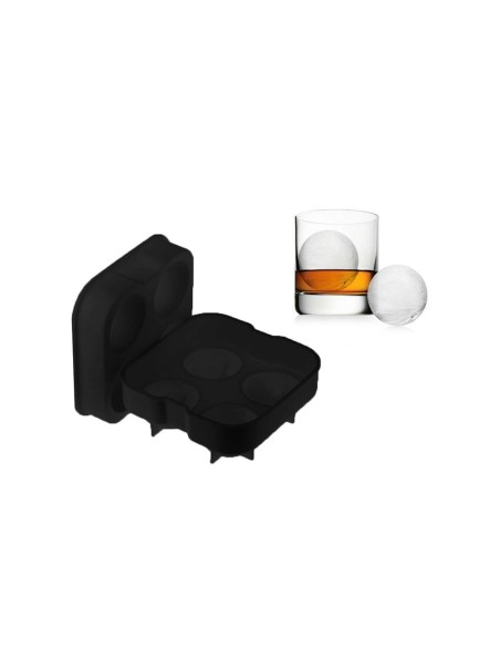 Forma de Gelo Redonda Silicone Preto Tampa Esferas Whisky