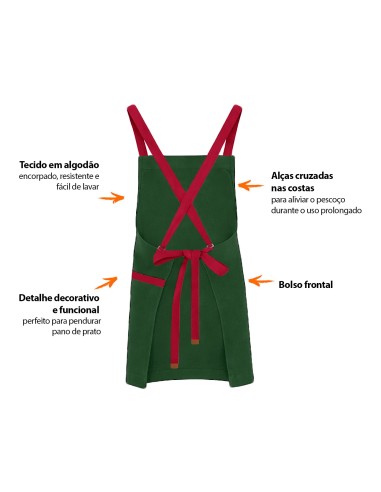 Avental Verde Alça Cruzada Vermelho Restaurante...