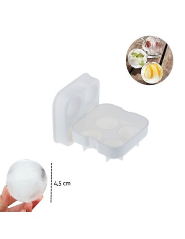 Forma de Gelo Redonda Silicone Branco Tampa...