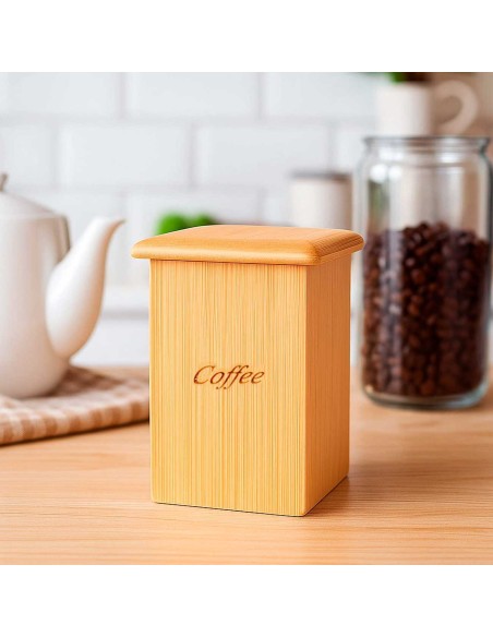 Pote Cafe Bambu Natural Tampa Organizador Porta Mantimento