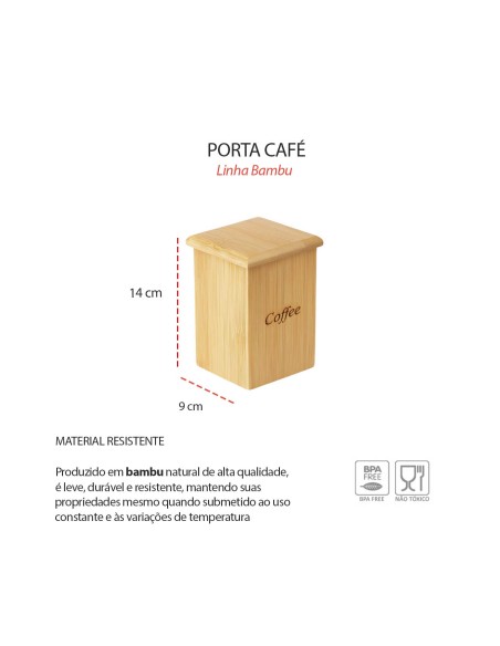 Pote Cafe Bambu Natural Tampa Organizador Porta Mantimento