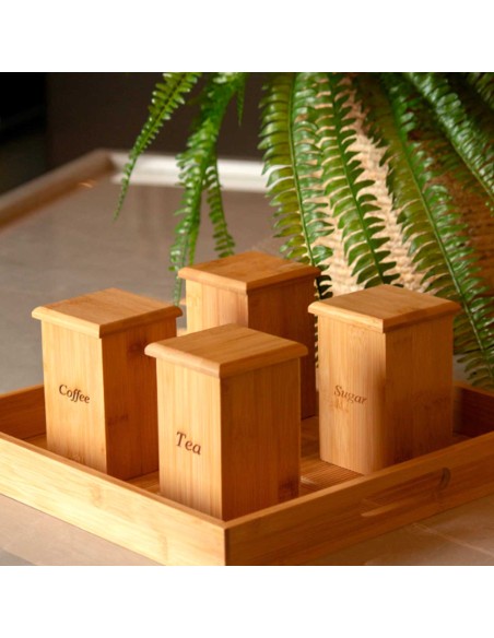 Pote Cafe Bambu Natural Tampa Organizador Porta Mantimento