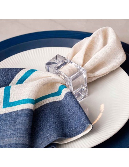 Porta Guardanapo Anel Quadrado Transparente Mesa Posta 6un