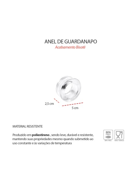 Porta Guardanapo Anel Redondo Transparente Mesa Posta 6un