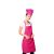 Avental Rosa Pink e Chapeu de Cozinheiro Kit Chef Unissex 1