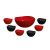 Jogo de Sobremesa Vermelho Preto Tigela Bowl Saladeira 7un