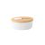 Manteigueira Branca Ceramica Bambu Porta Mantimento Espatula