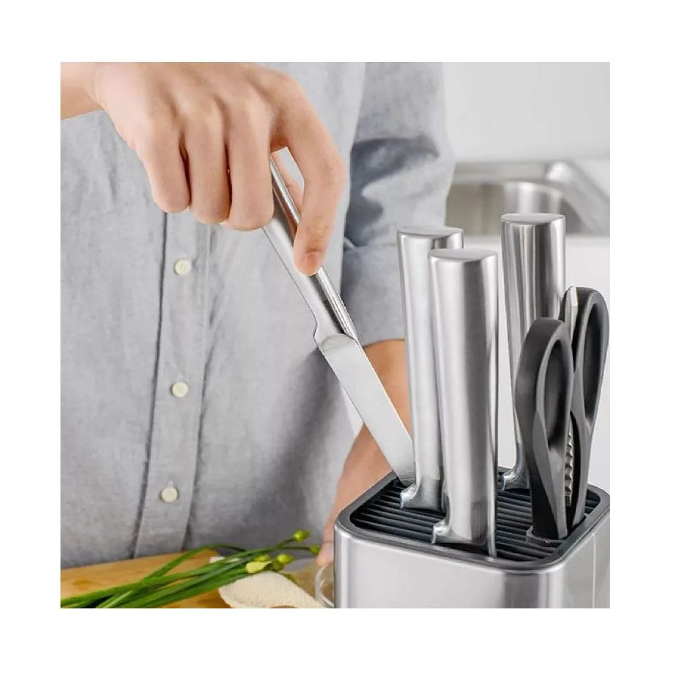 Porta Facas e Utensilios Quadrado Aço Inox Preto 1un